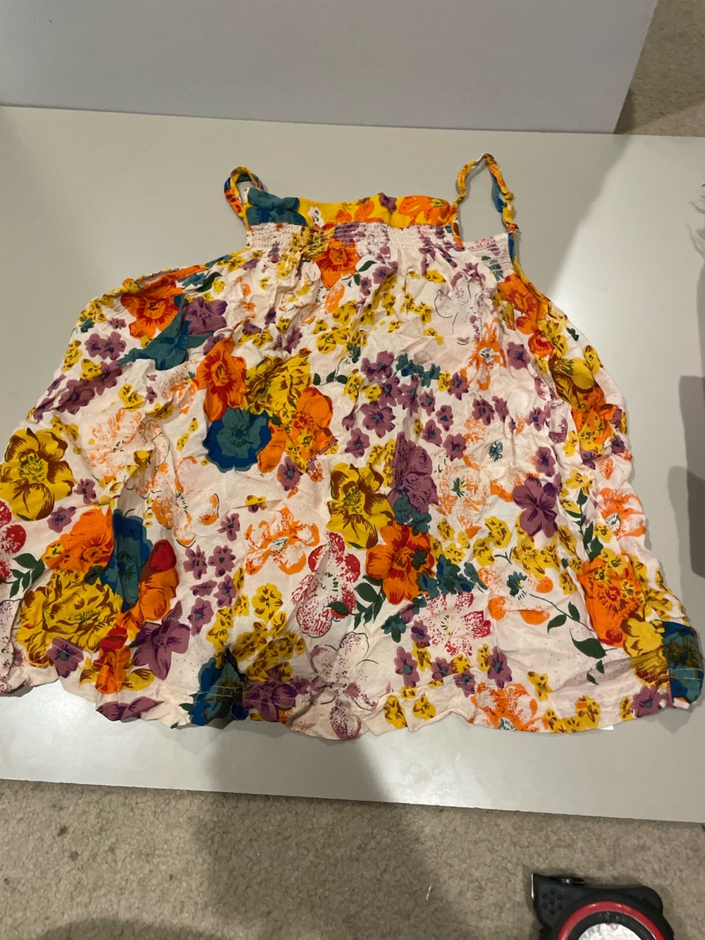Anthropologie White Multi Floral Smocked Camisole